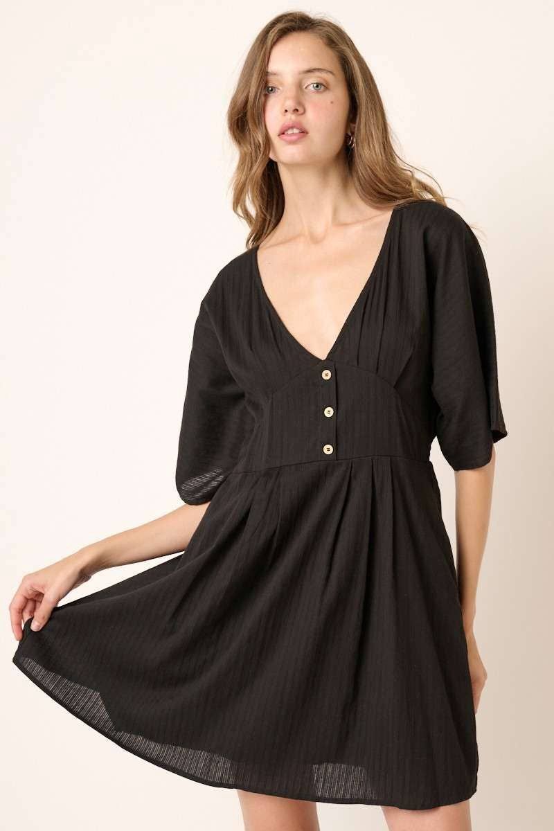 Stripe Texture Kimono Dolman Sleeve Mini Dress