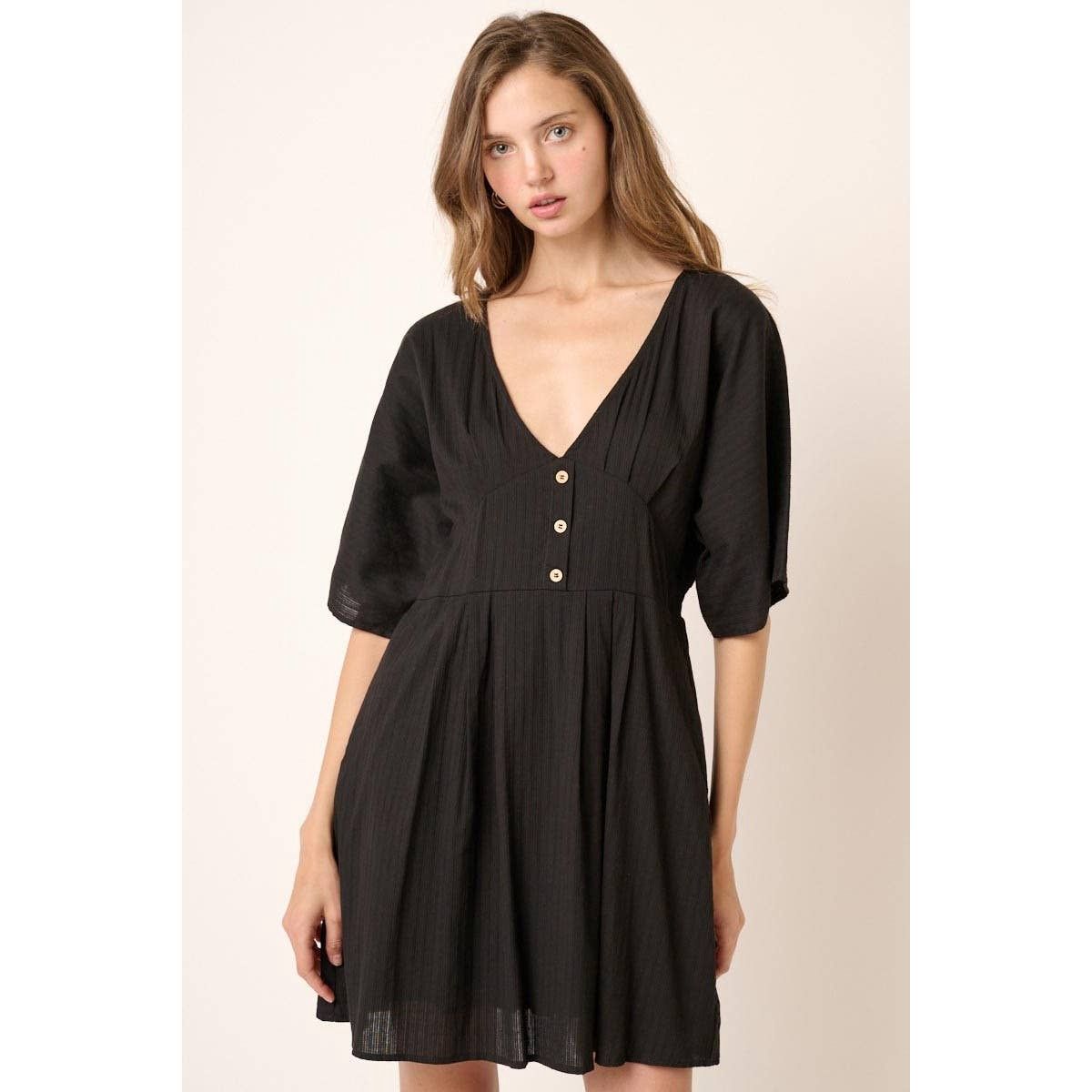 Stripe Texture Kimono Dolman Sleeve Mini Dress, Size: Small