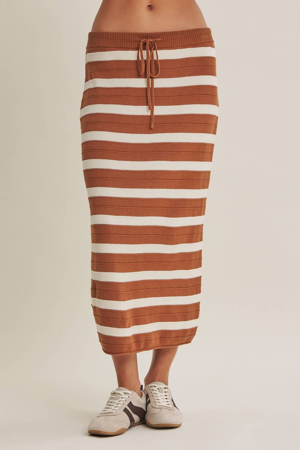 Timeless Cotton Stripe Midi Skirt, Size: S
