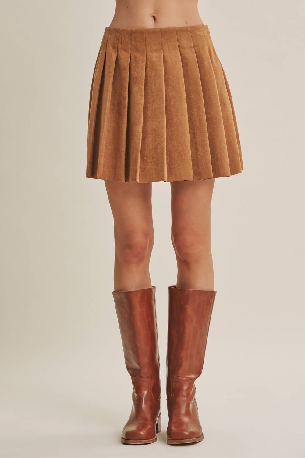 Rodeo Romance Vegan Suede Pleated Mini Skirt, Size: S