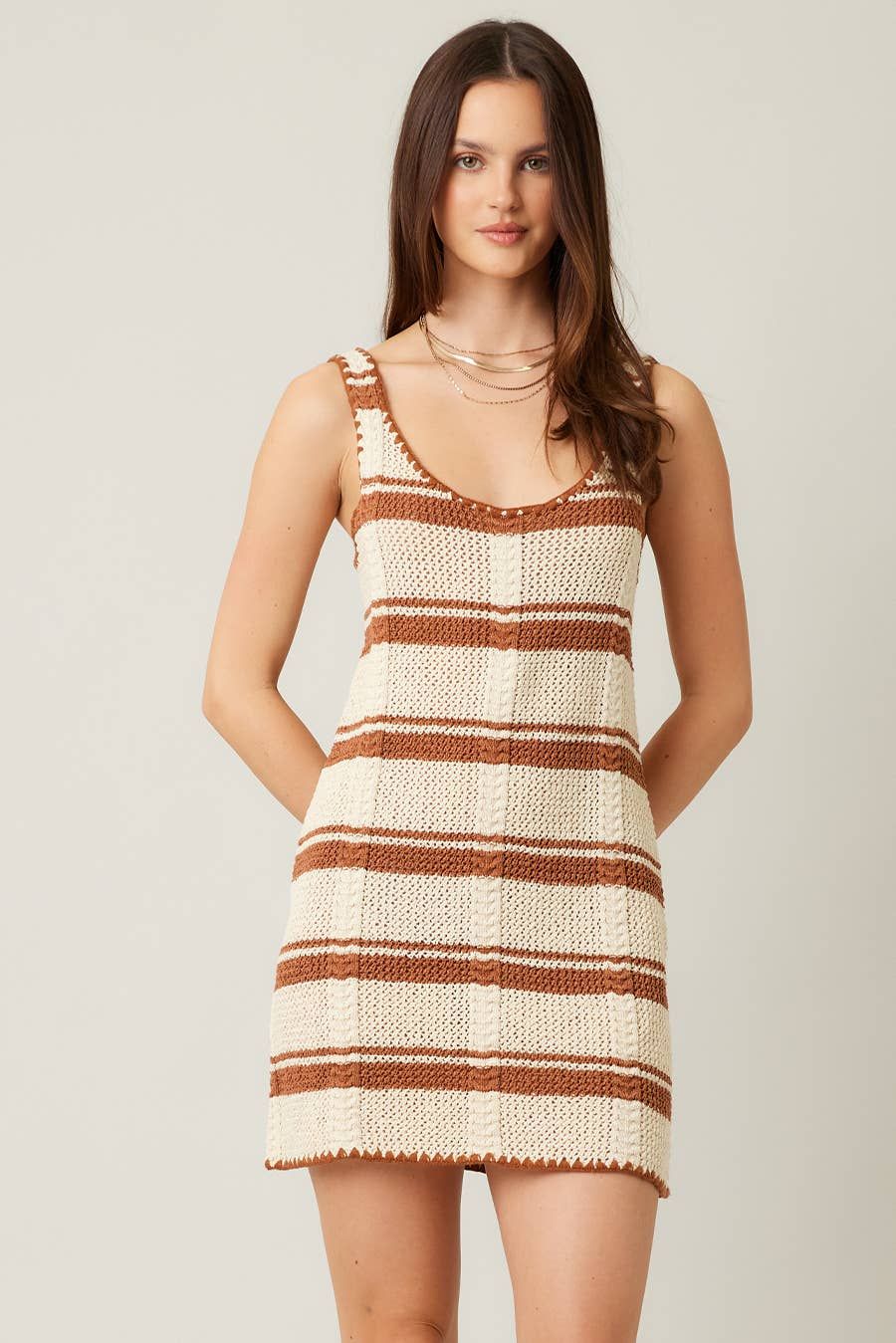 Knit Crochet Mini Dress, Size: S