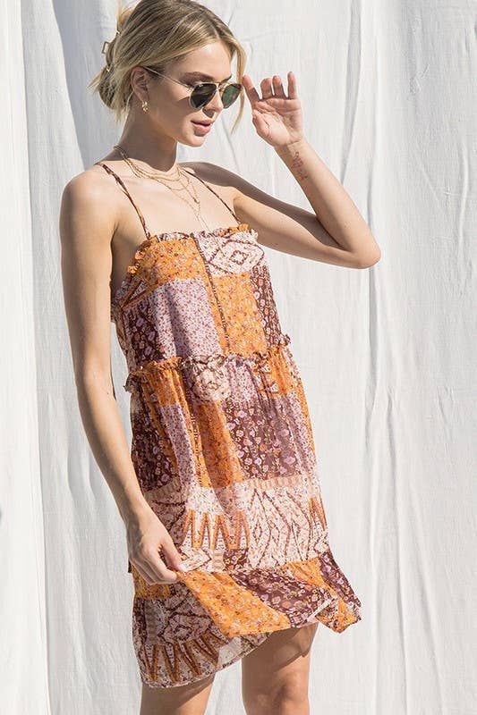 Patchwork Print Dress