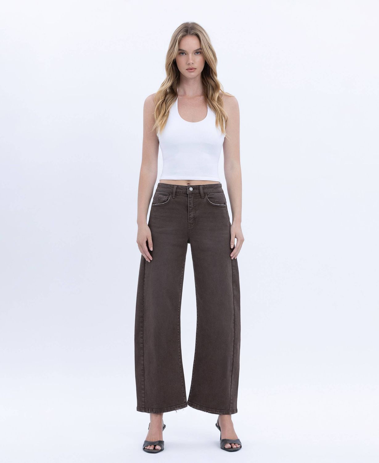 Brown Ankle Barrel Jeans