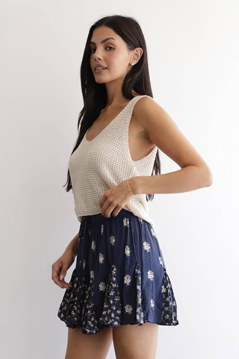 Tie Smocked Waist Printed Shorts
