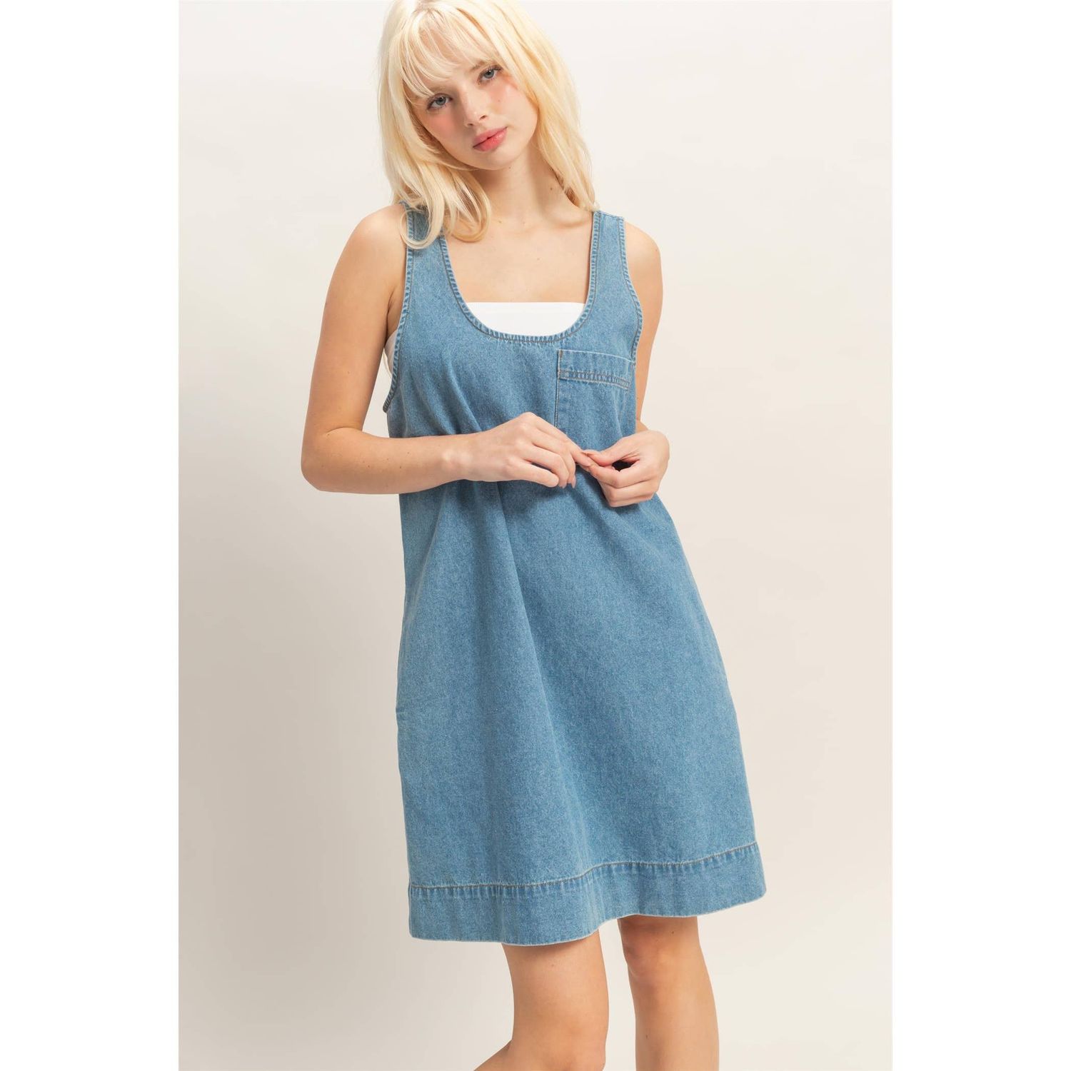 Sleeveless Denim Shift Dress