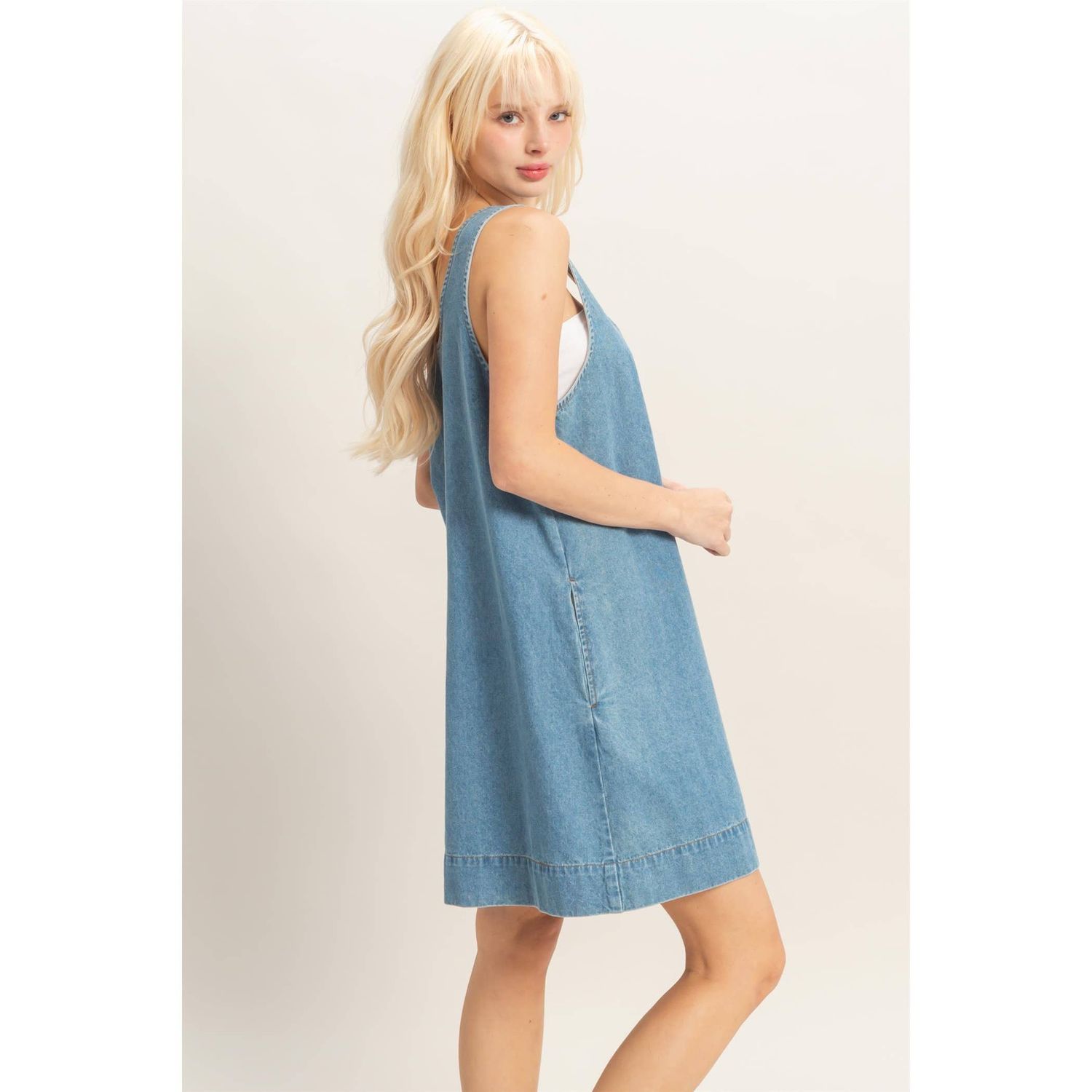 Sleeveless Denim Shift Dress
