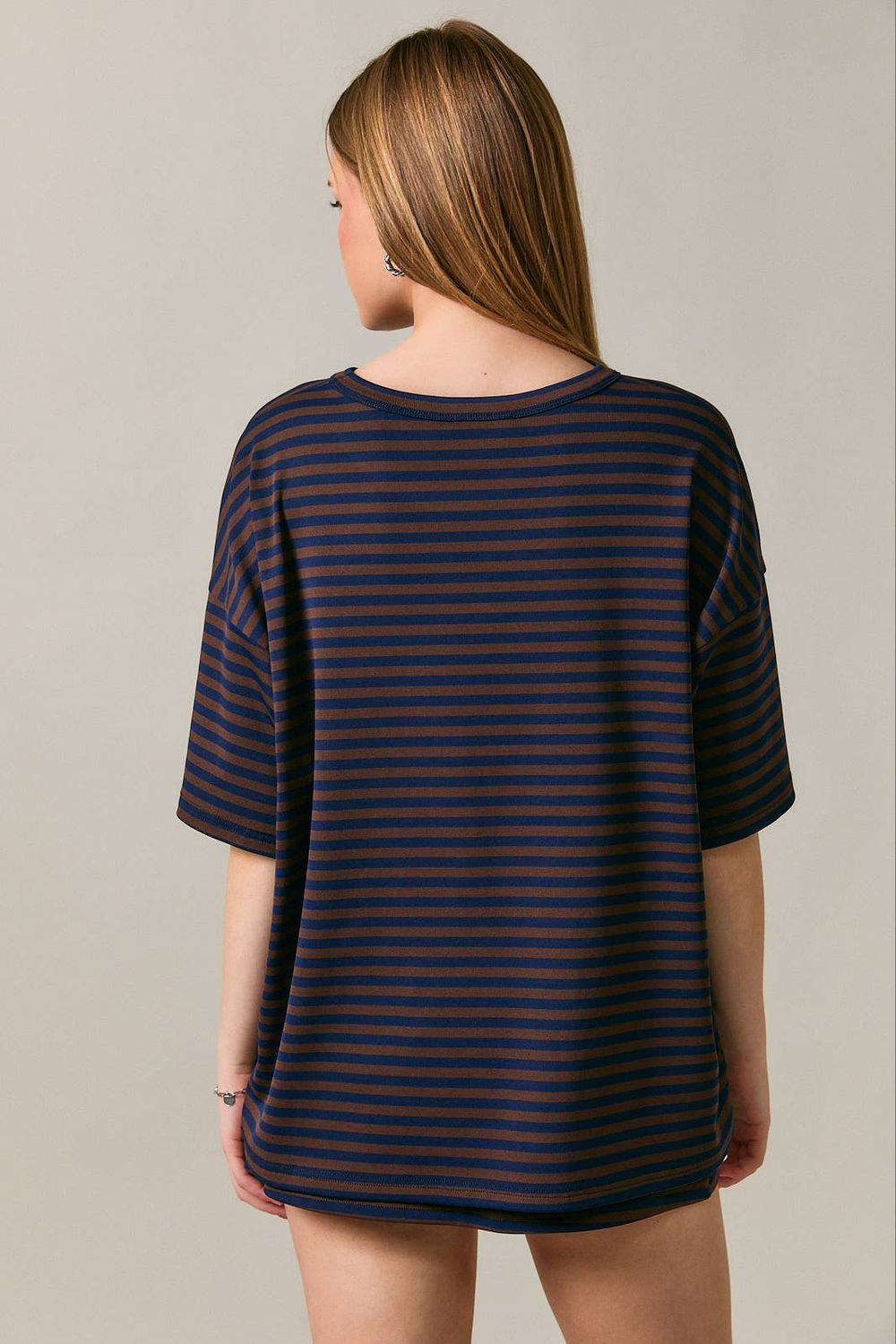 Round Neck Oversized Stripe T-Shirt