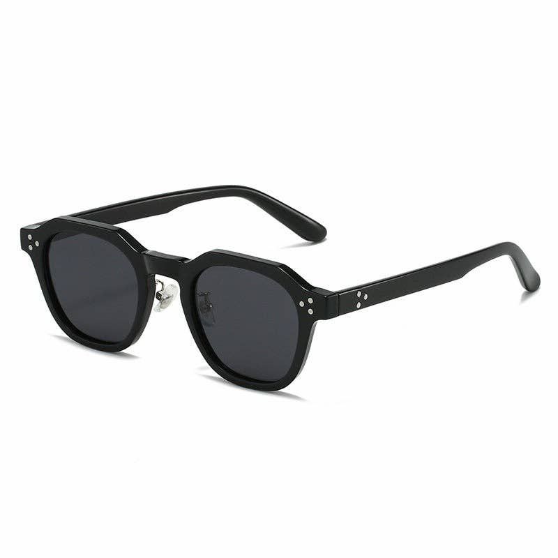 Retro Polarized UV Protection Round Sunglasses, Color: Black