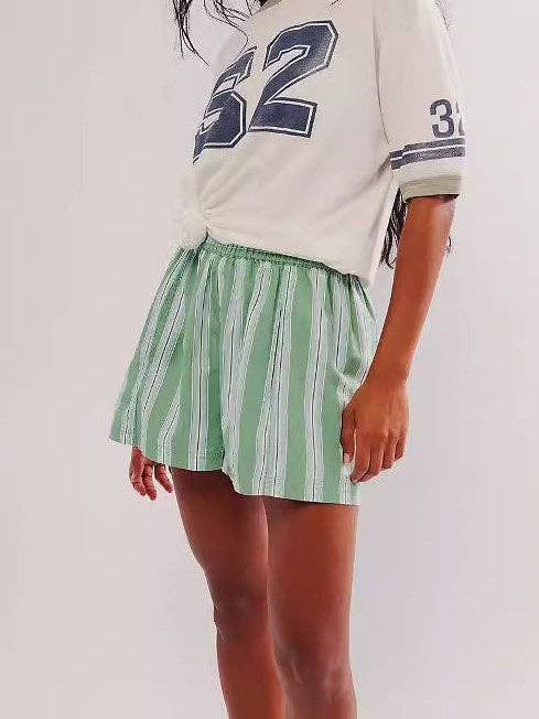 Striped High Waist Casual Shorts, Size: S
