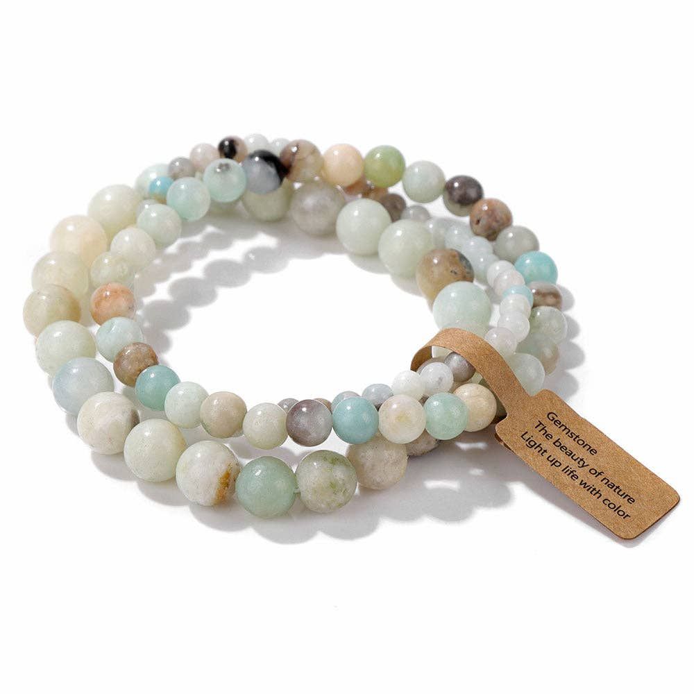 3Pcs Simple Stretch Beaded Bracelet Set