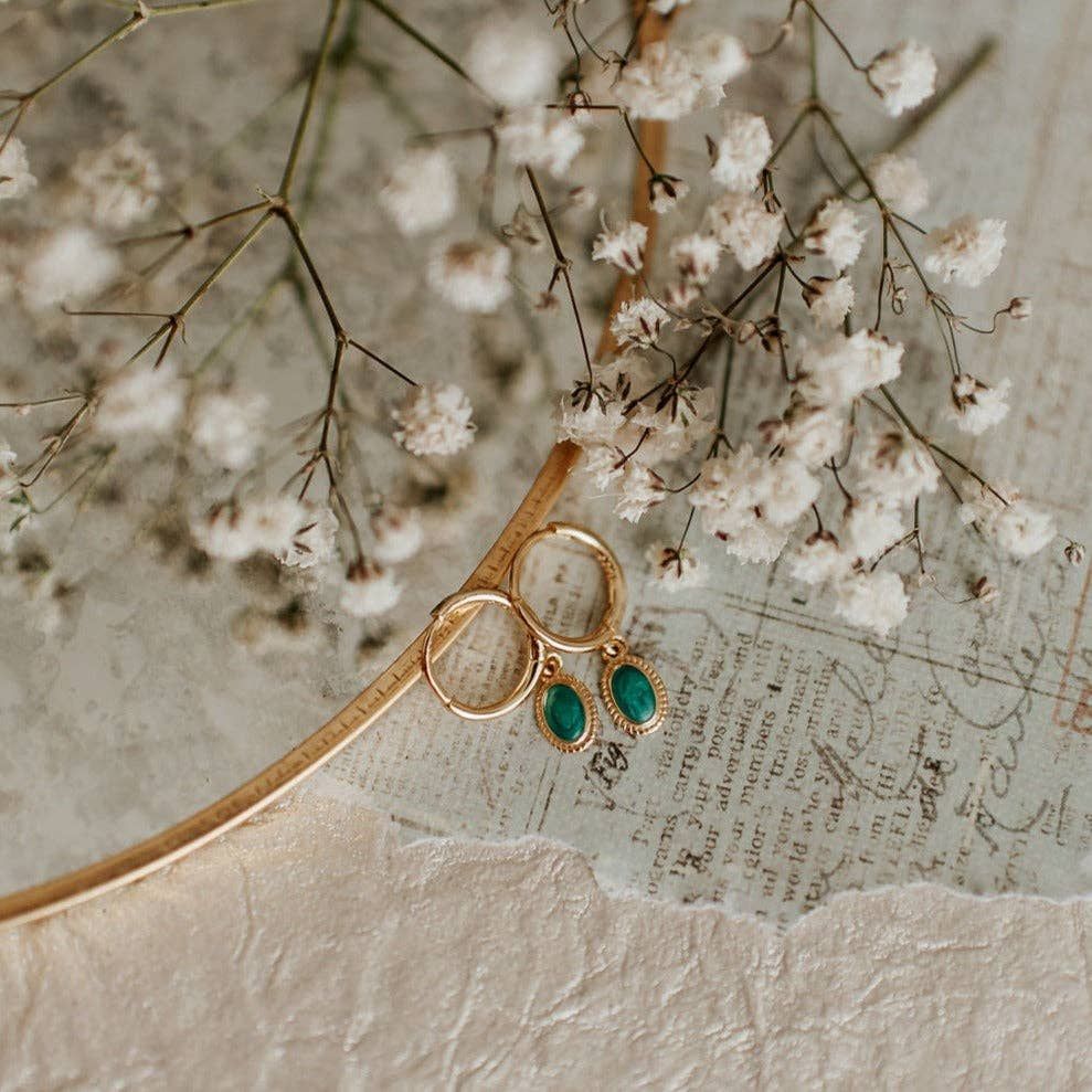 Riley Turquoise Hoops, Color: Gold