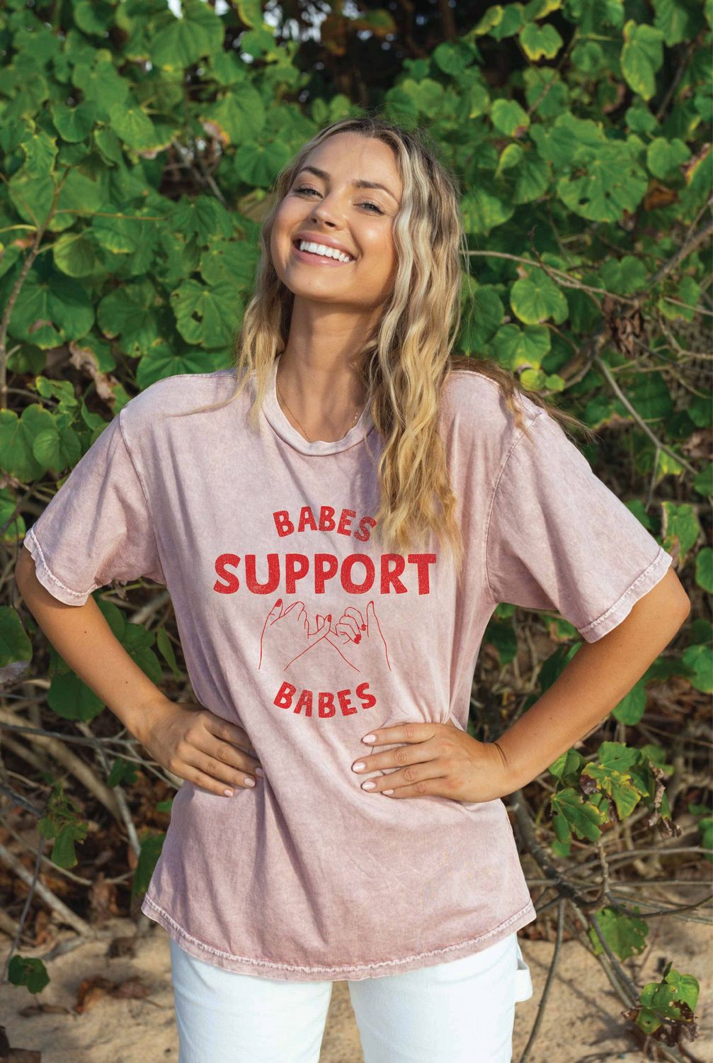 BABES SUPPORT BABES Mineral Washed Graphic Top, Size: XL