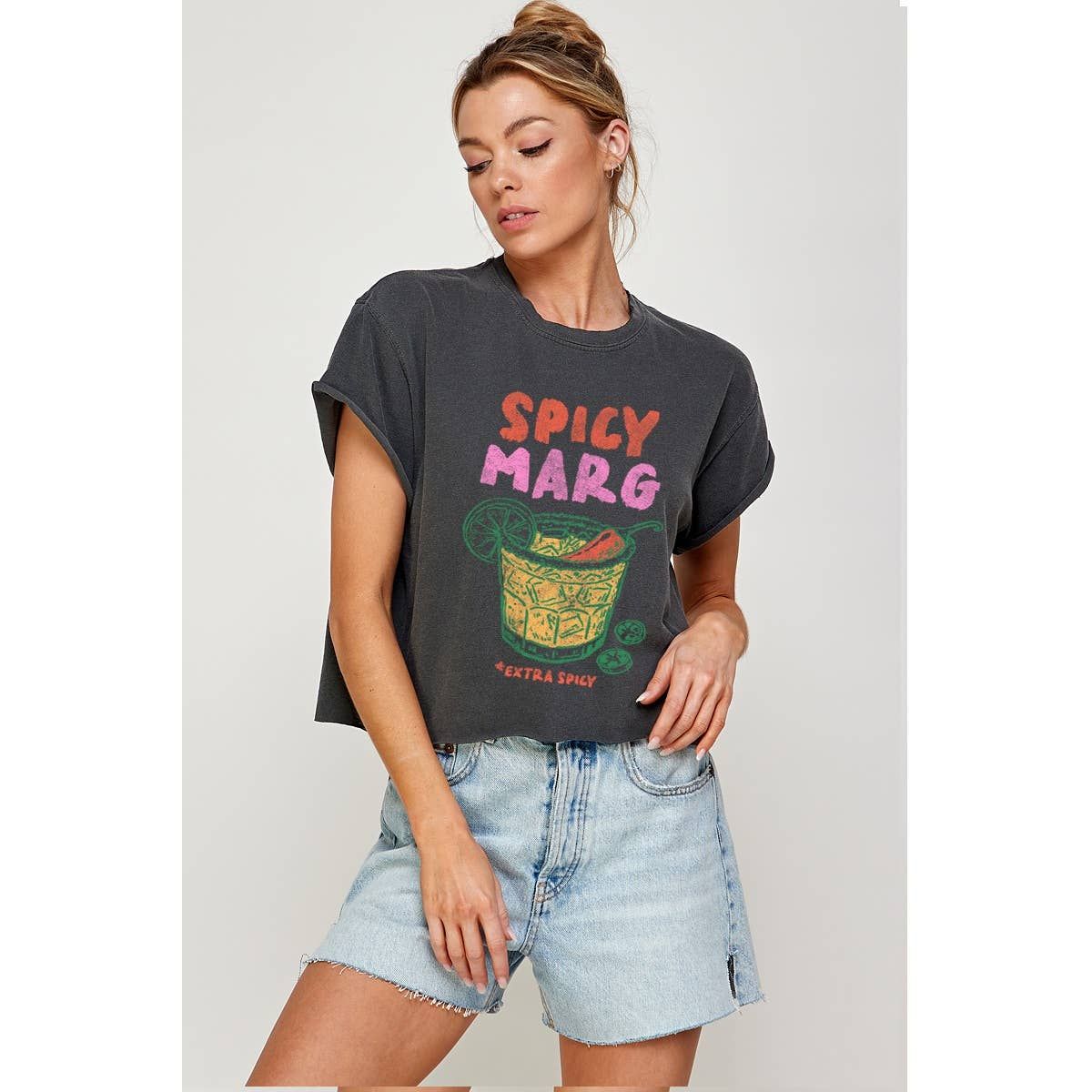 Spicy Marg Vintage Graphic Crop, Size: L