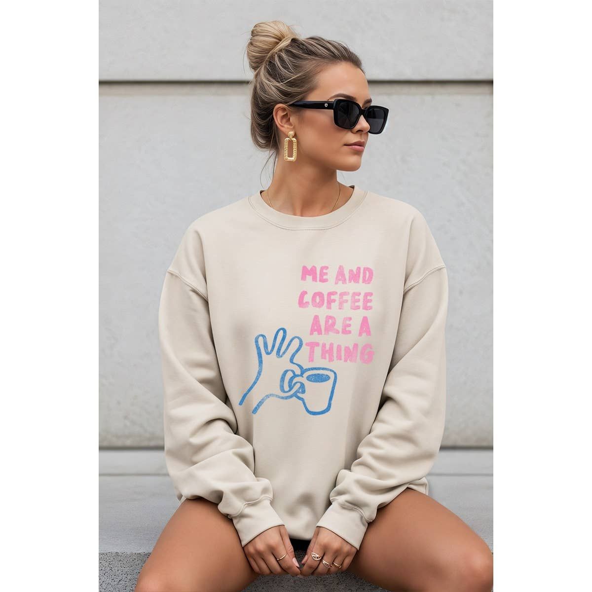 Me and Coffee Are A Thing Graphic Sweatshirt, Size: M