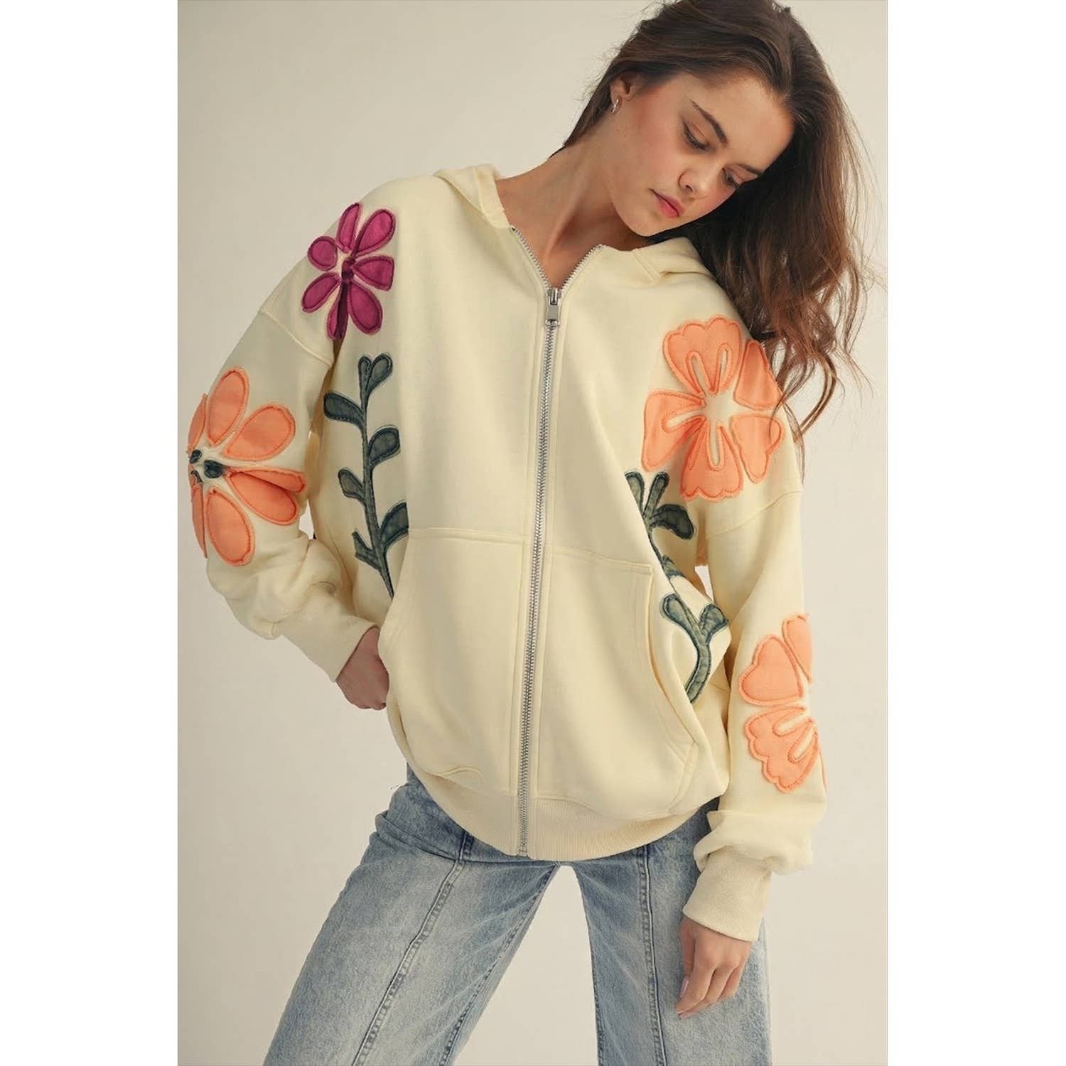Bloom Patchwork Oversized Hoodie, Size: S