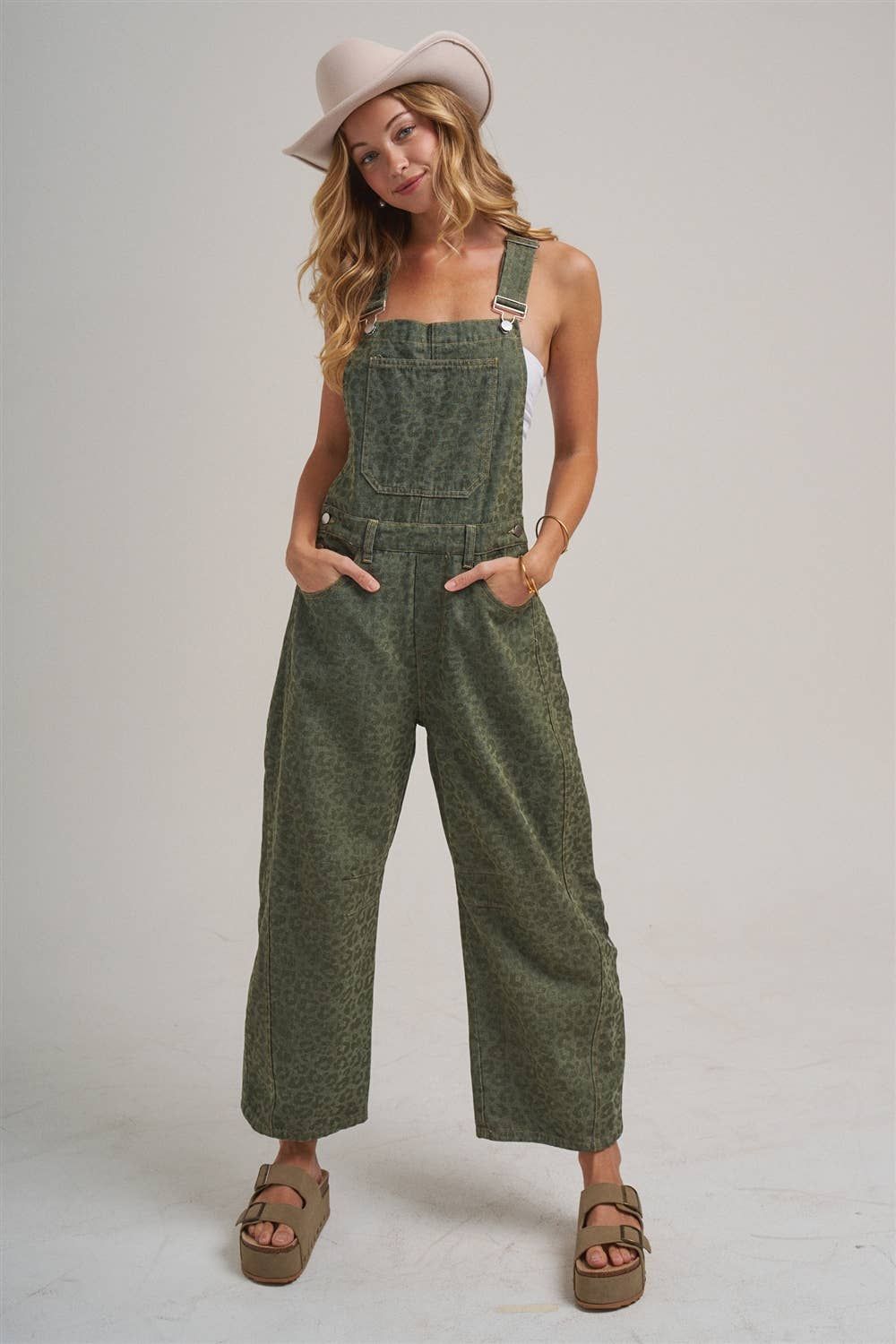 Vintage Leopard Overall Jumpsuit, Size: S