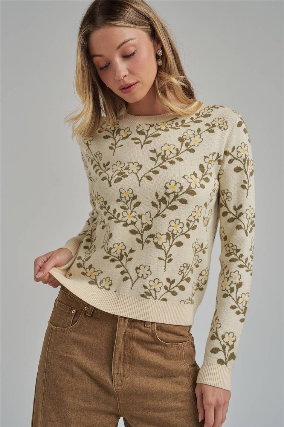 Cottage Floral Sweater, Size: S