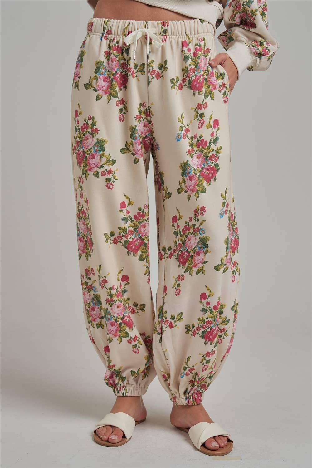 Floral Comfy Sweatpants, Size: S