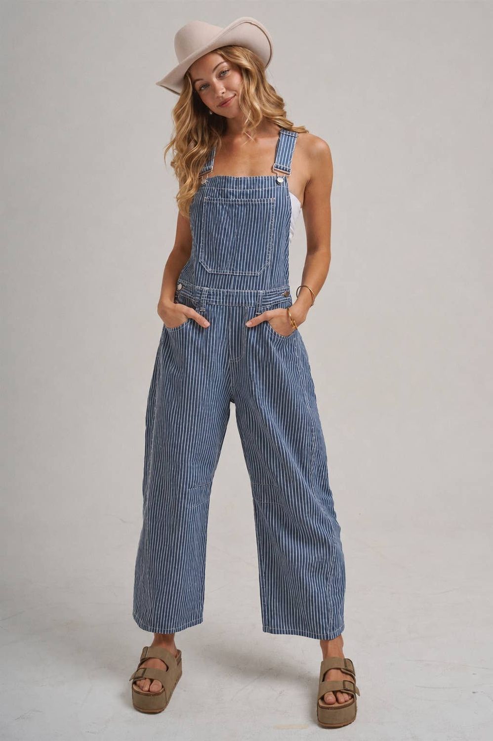 Stripe Denim Overall, Size: S