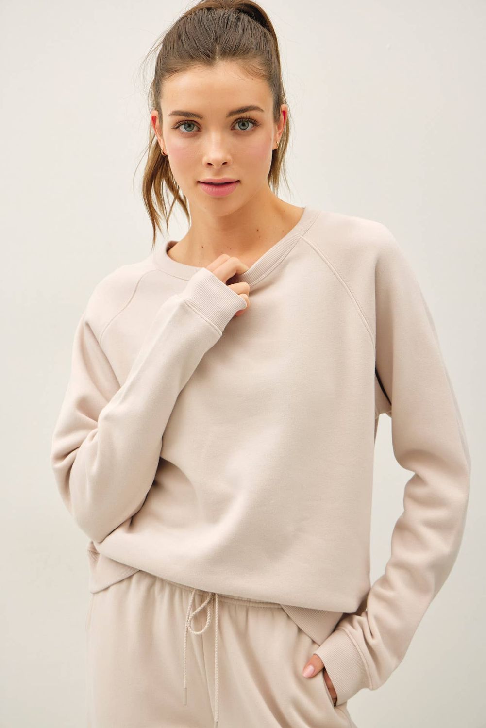 Cotton-Modal Fleece Sweatshirt, Size: M