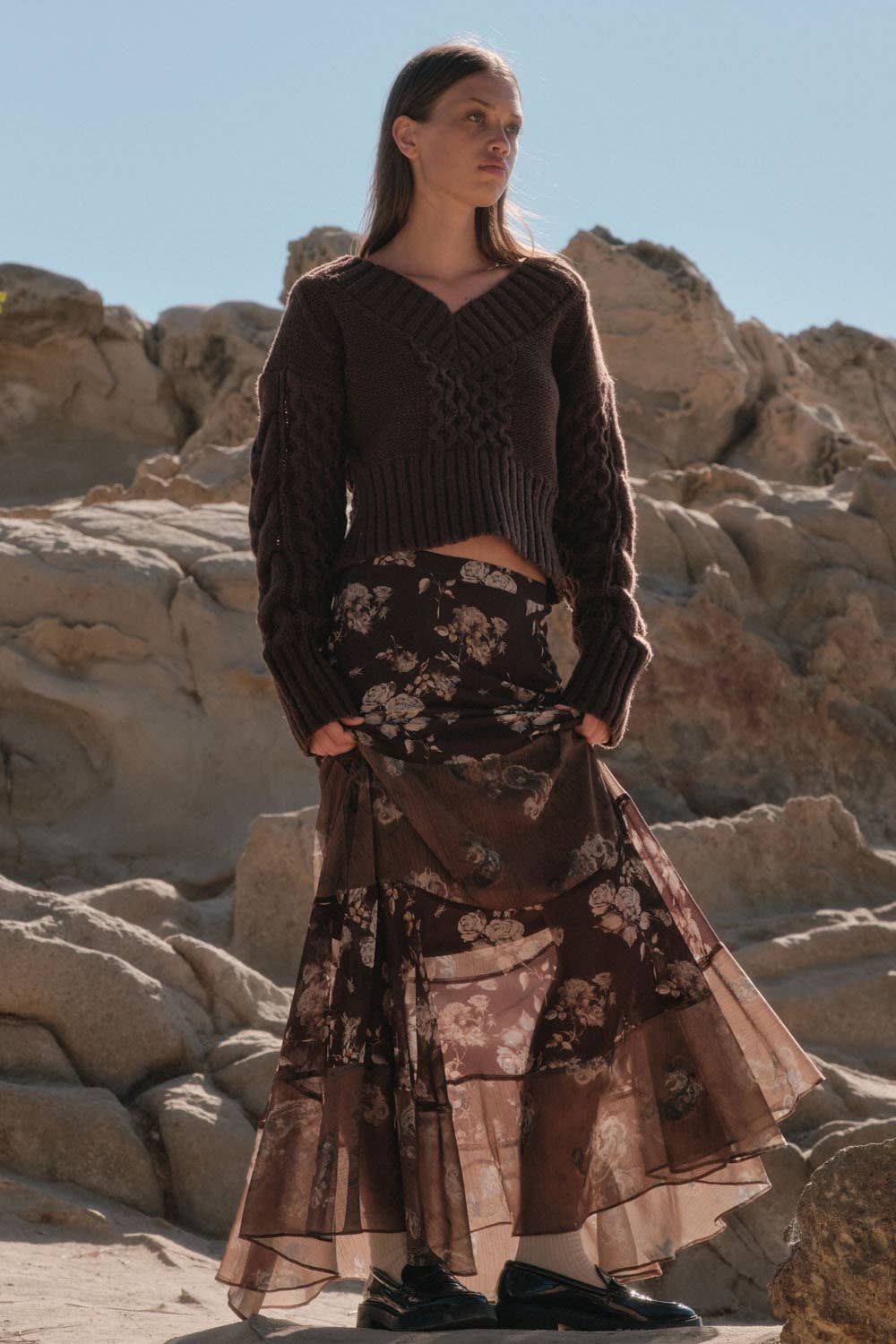Paisley &amp; Floral Chiffon Skirt, Size: M