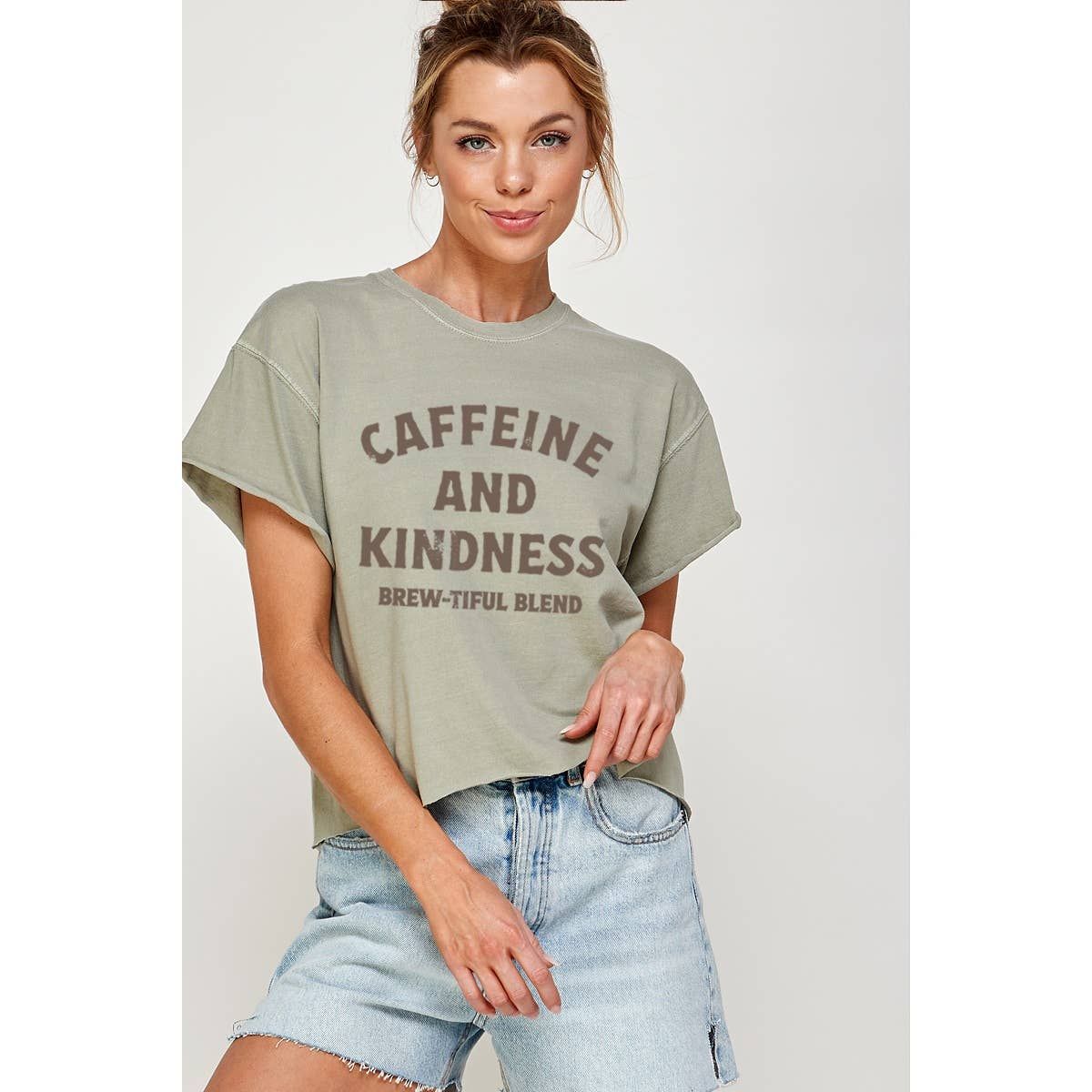 Caffeine and Kindness Graphic Tee, Size: M