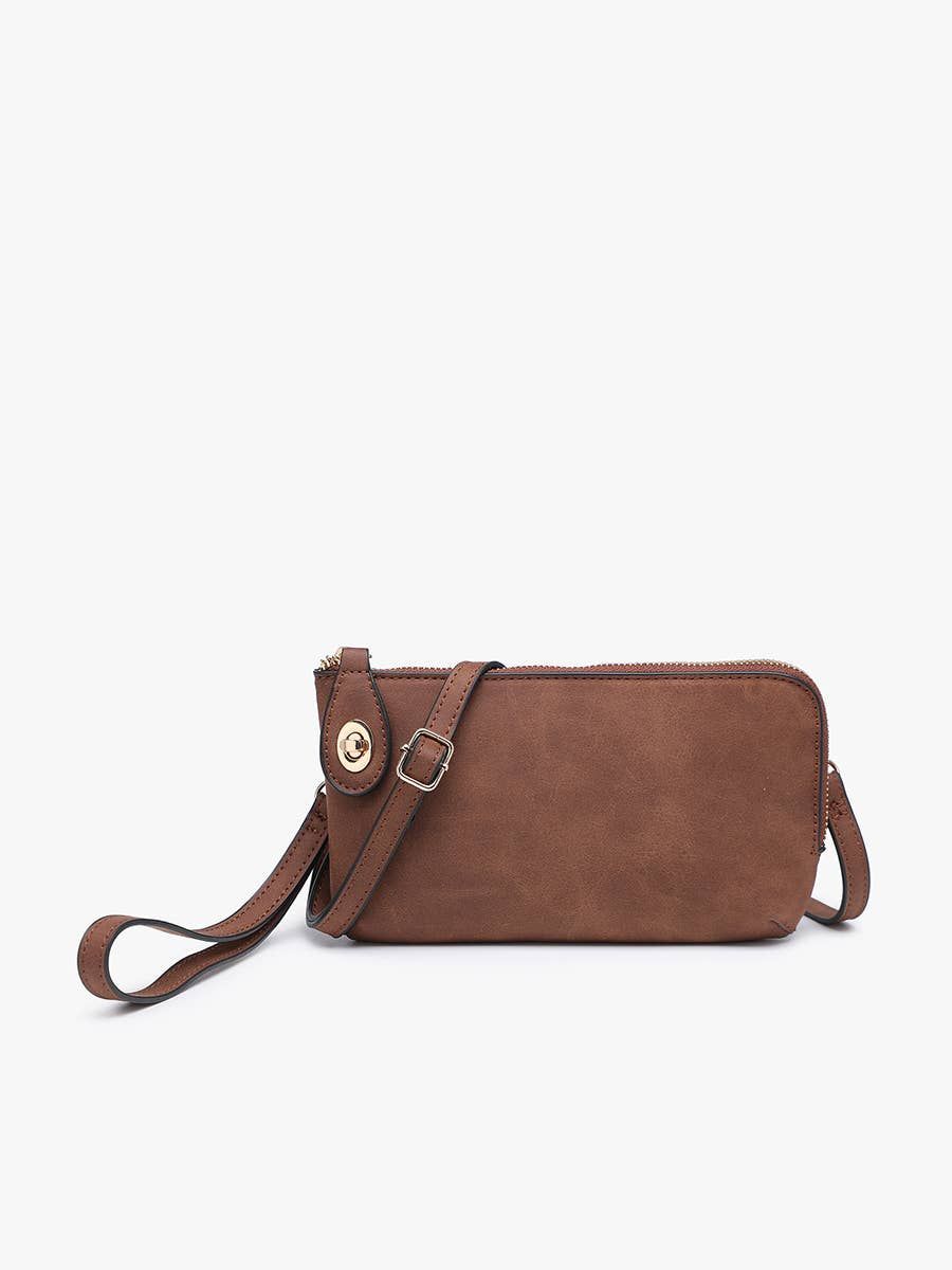 Kendall Faux Suede Crossbody/Wristlet | M1818SDE, Color: Coffee