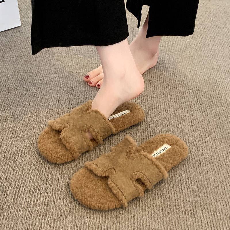 Plush Non-Slip Outdoor Slippers