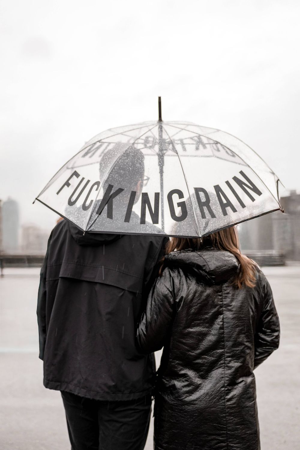 Transparent umbrella "Fucking rain"