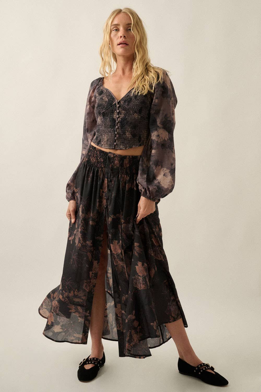 Floral Chiffon Maxi, Size: S
