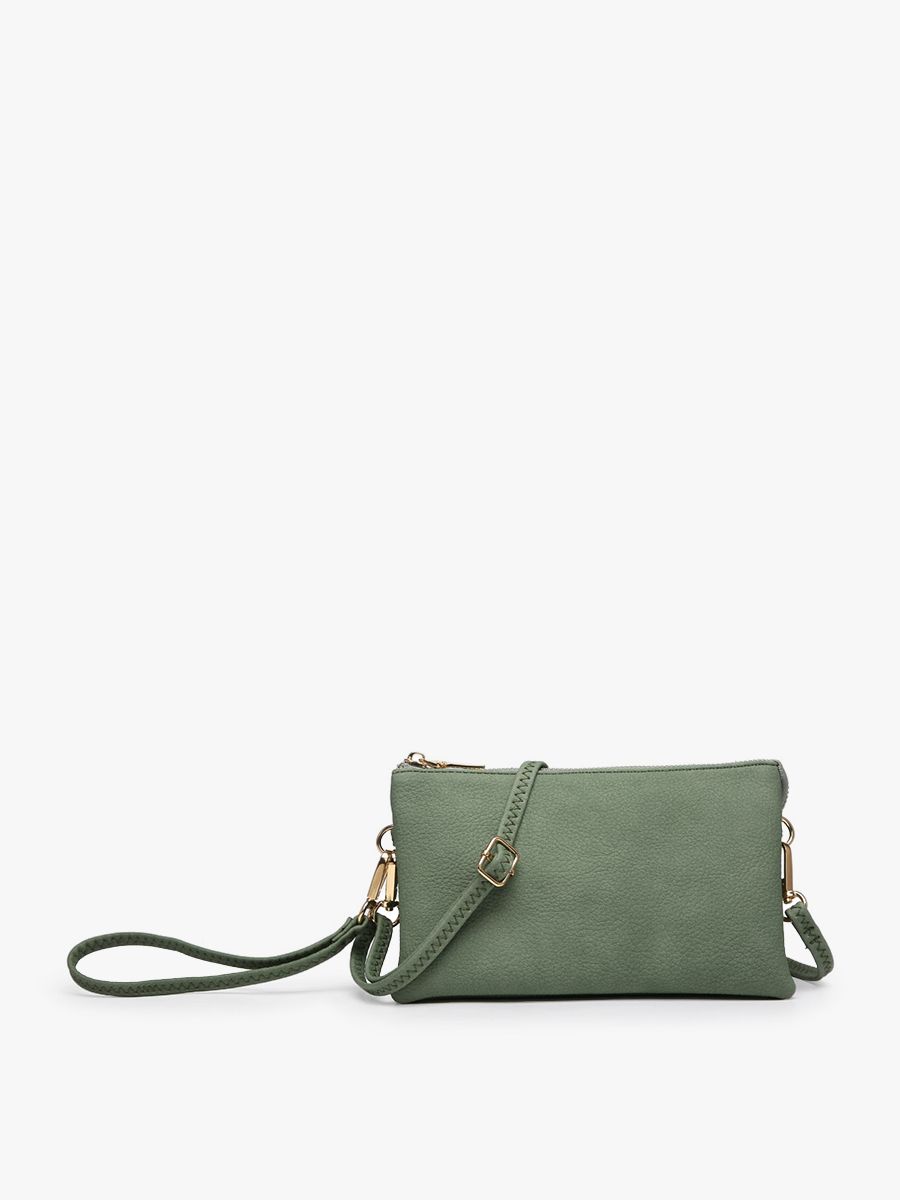 Riley 3 Compartment Crossbody/Wristlet, Color: Army Green