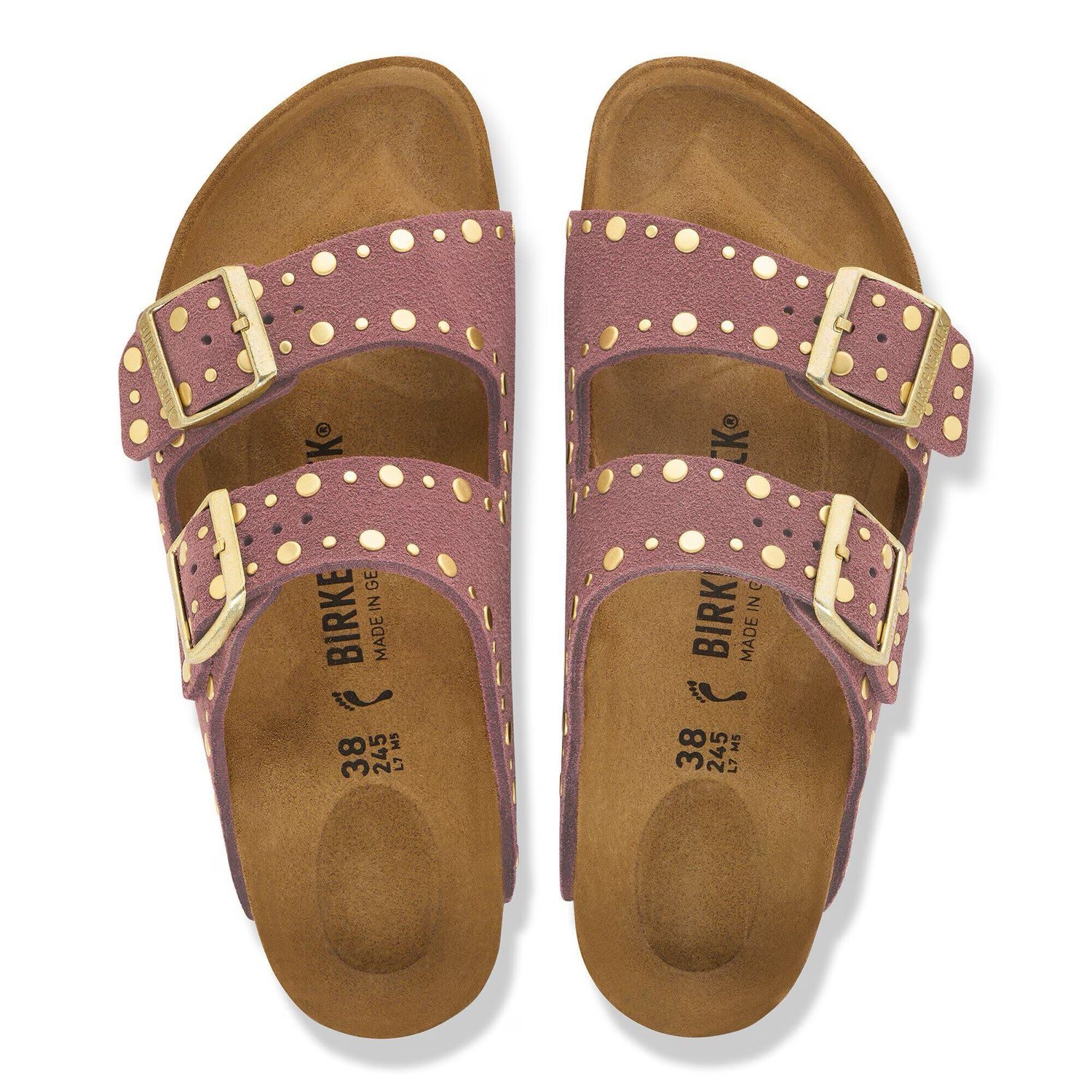 Arizona Rivet Border Suede- Pepper