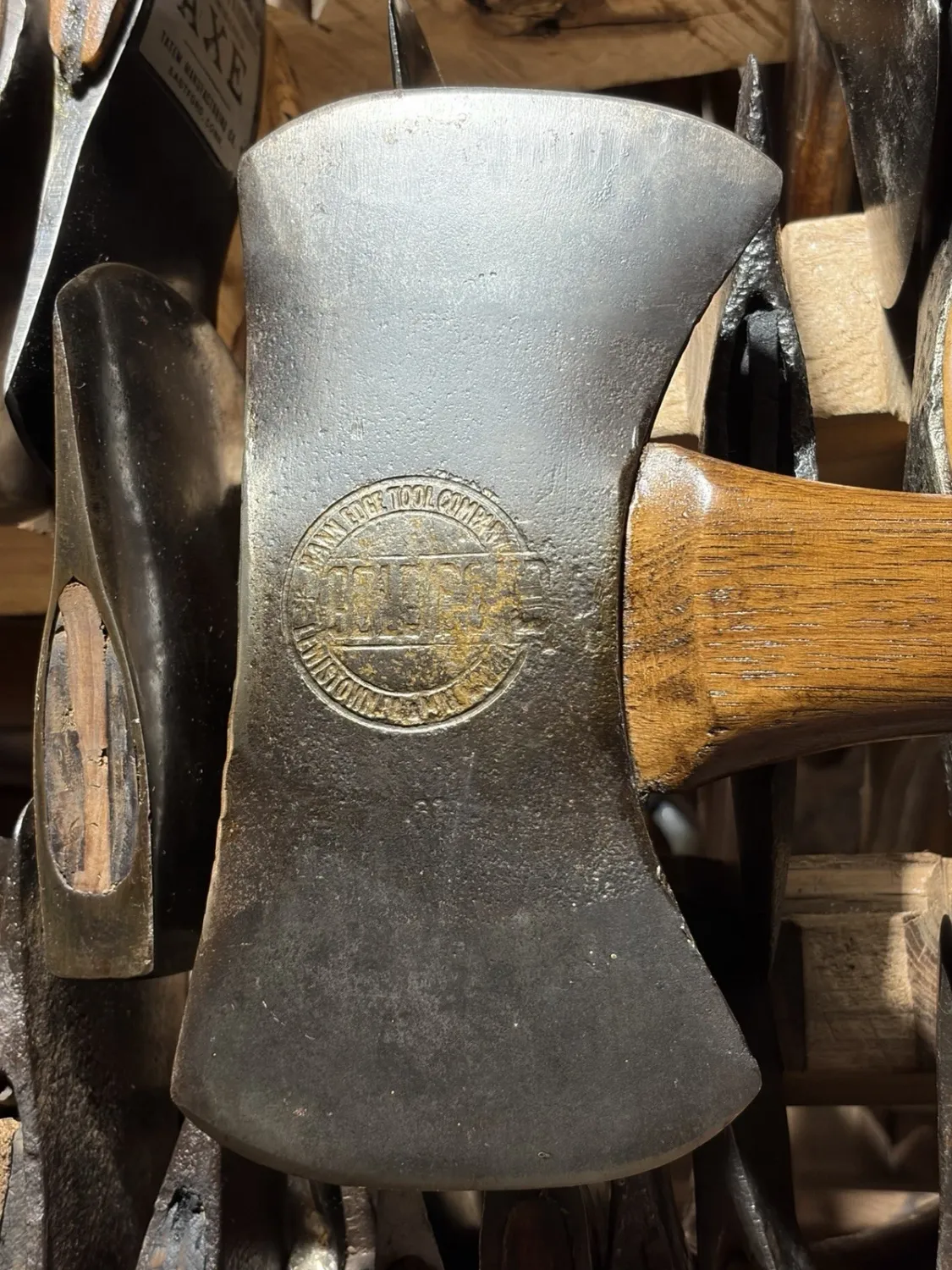 Vintage Gold Bond Double Bit Axe Embossed Antique Ax