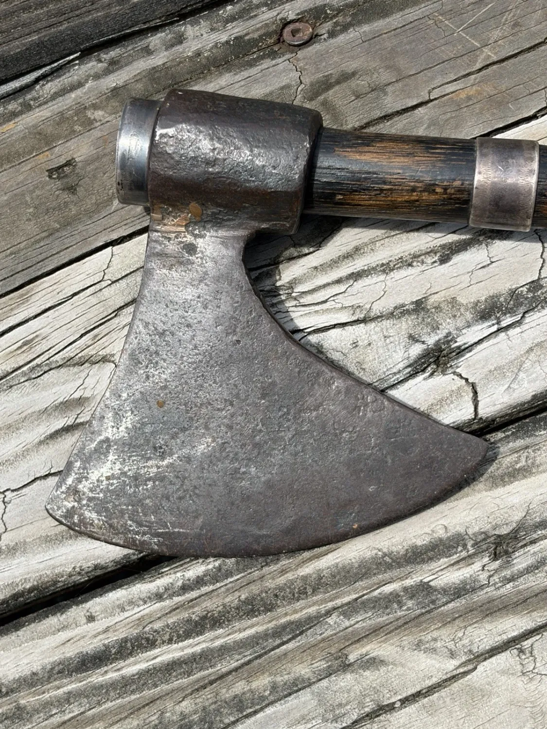 Vintage Old West Silver-Finish Throwing Tomahawk Axe Hatchet