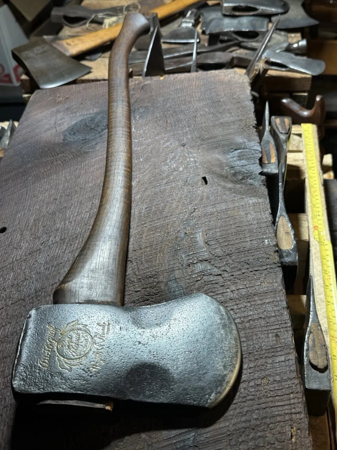 Antique Embossed Plumb "Anchor Brand" Autograph Single Bit Axe by Fayette R. Plumb