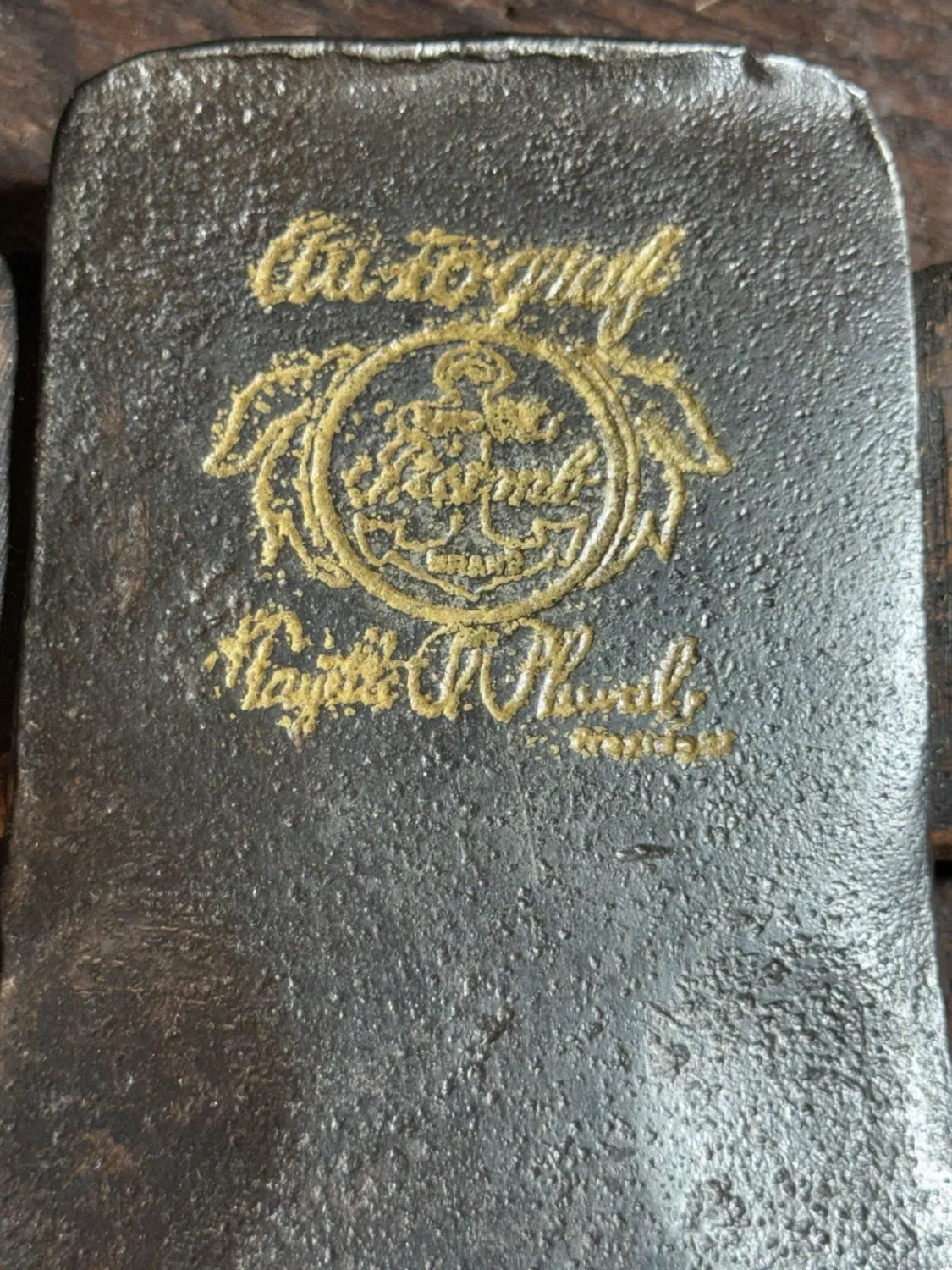 Antique Embossed Plumb "Anchor Brand" Autograph Single Bit Axe by Fayette R. Plumb