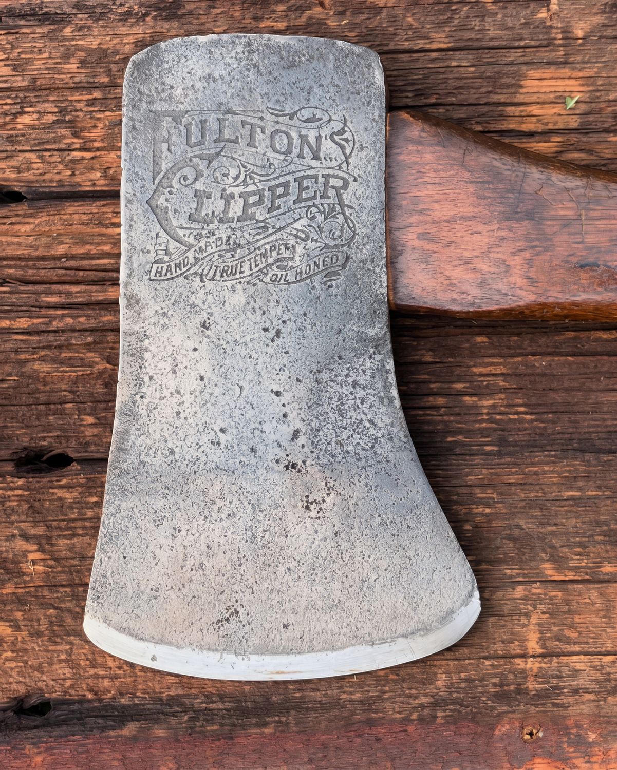 Fulton Clipper embossed Axe with exceptional antique handle