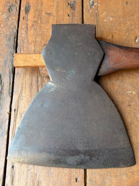 Antique Mid-1800s W.M. Beatty &amp; Son Chester PA Double Bevel 6lb Broad Axe w/ NOS Handle