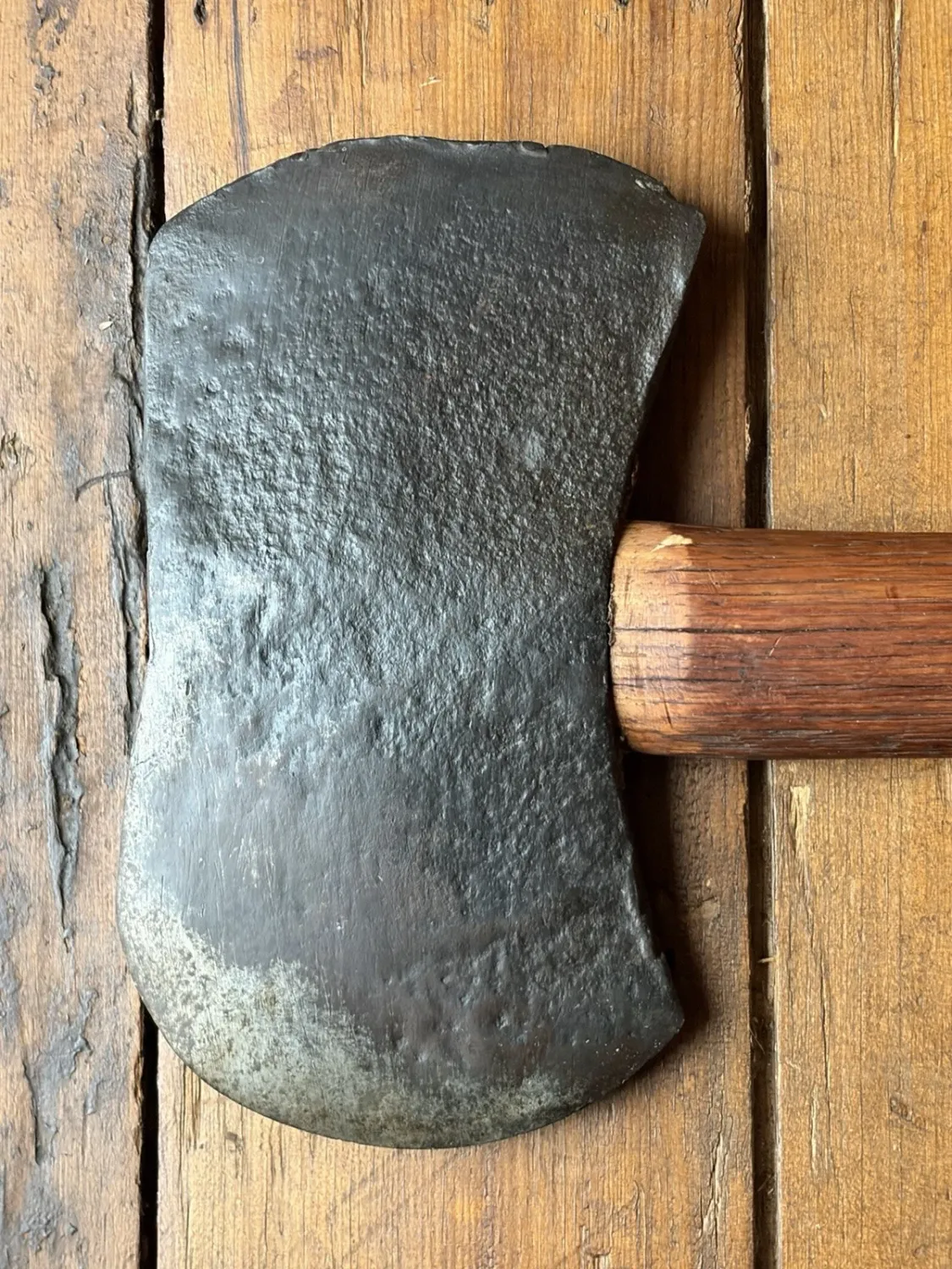 Antique Unmarked Double Bit Felling Axe Head with Re-Profile Character &amp; Chipped Edge
