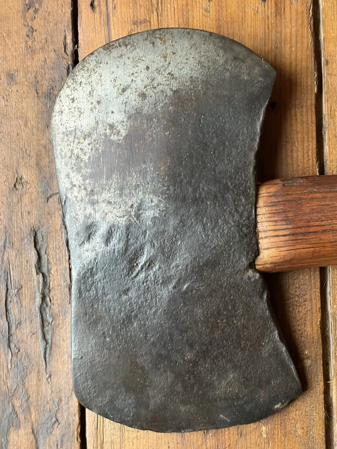 Antique Unmarked Double Bit Felling Axe Head with Re-Profile Character &amp; Chipped Edge