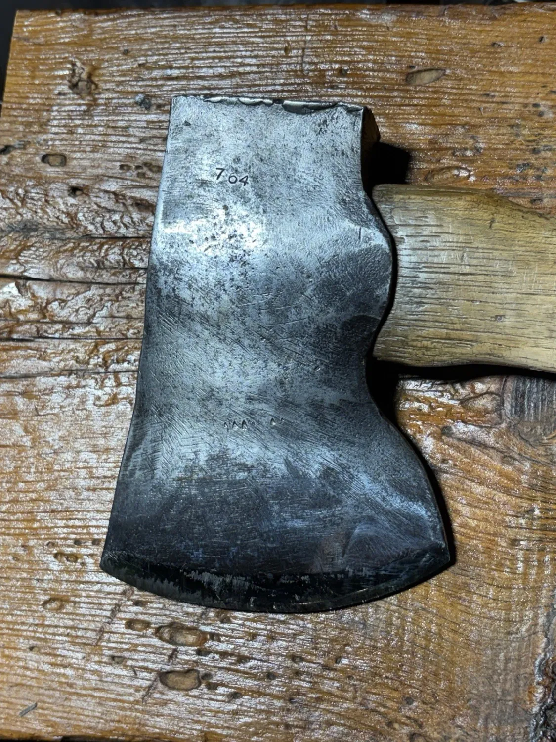 Antique Hand-Forged USA "764" Rockaway Pattern Felling Axe w/ Hand-Restored Hickory Handle
