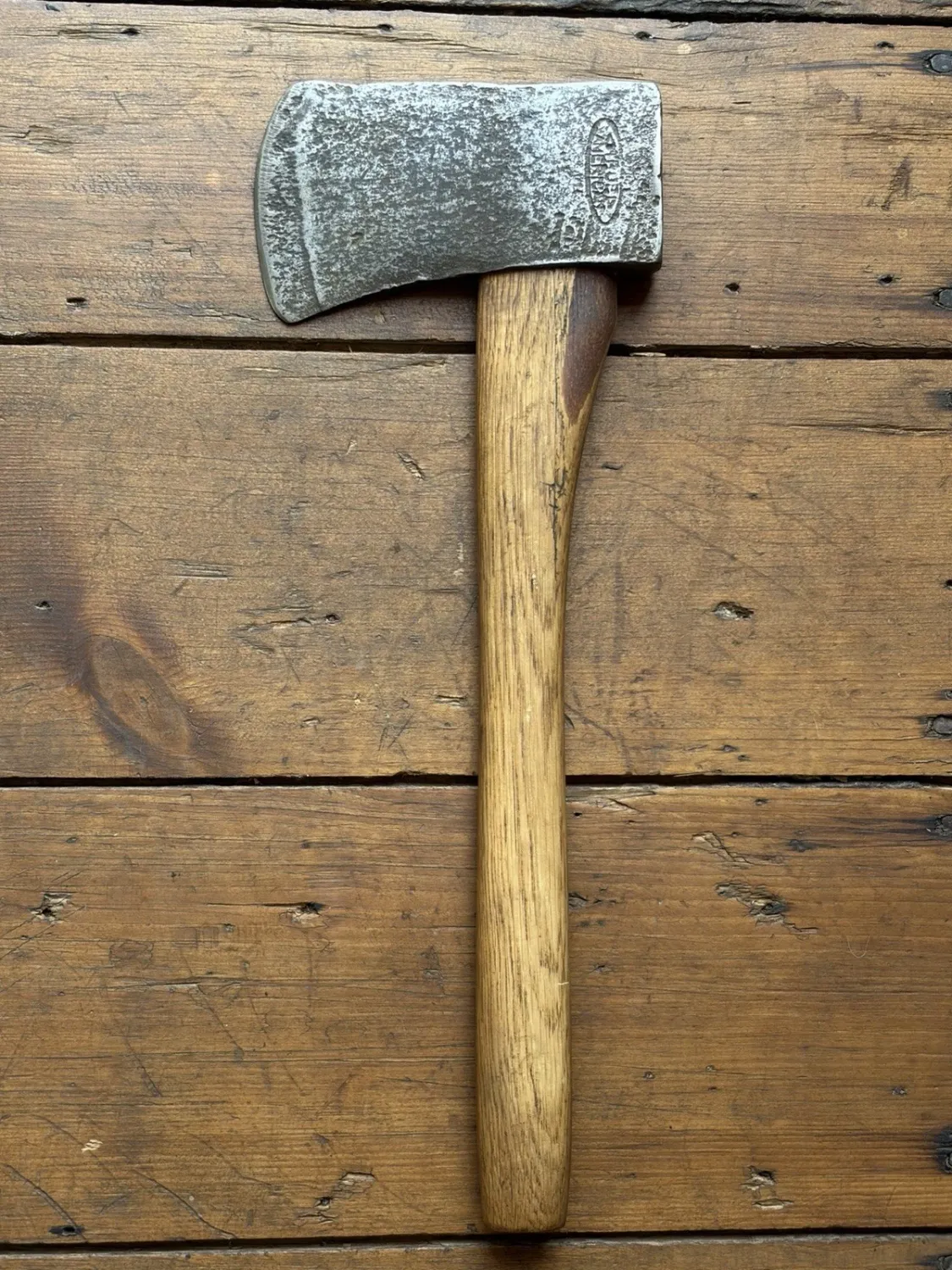 Vintage "True American" Woodsman Hatchet w/ Original Wood Handle – Mann Edge Tool Co. Lewistown, PA