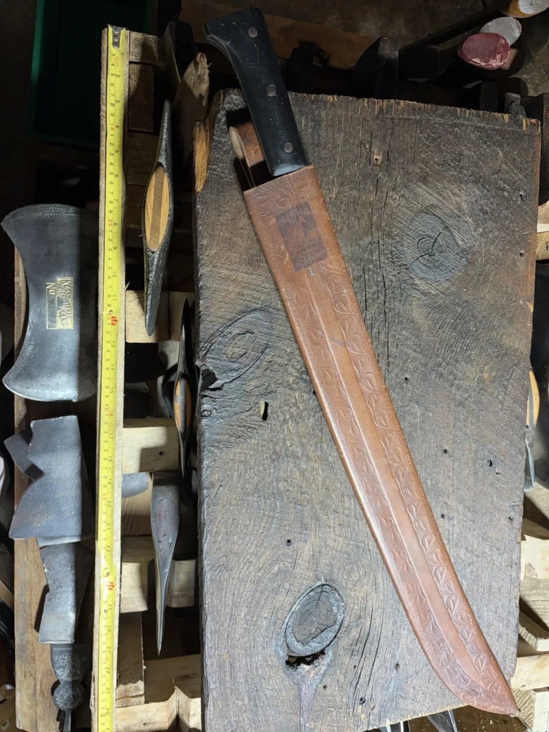Vintage Collins &amp; Co. USA "Legitimus" No. 323 Machete w/ Original Leather Sheath
