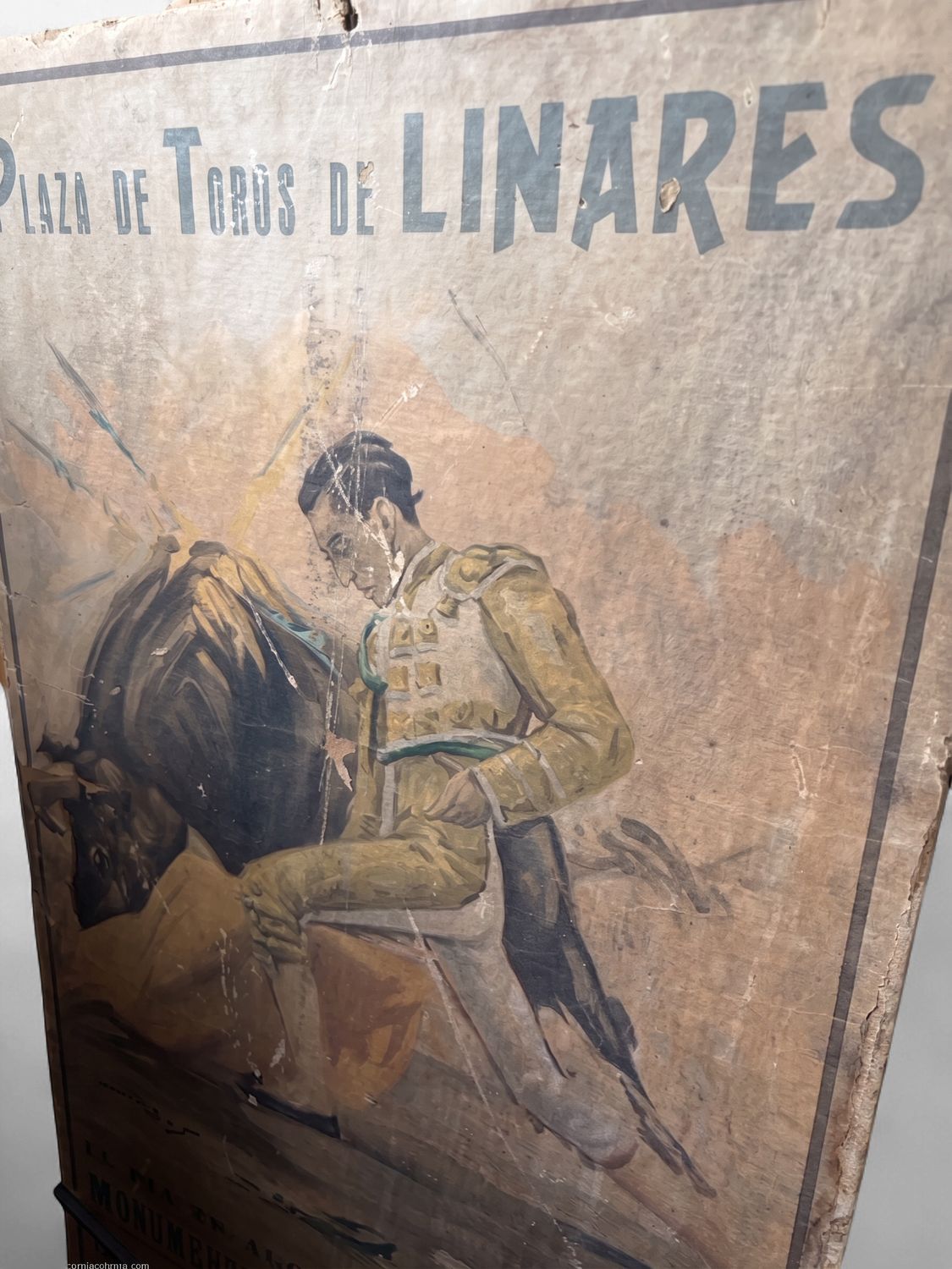 Vintage 1947 Spanish Bullfighting Poster Mounted on Fiberboard – Plaza de Toros