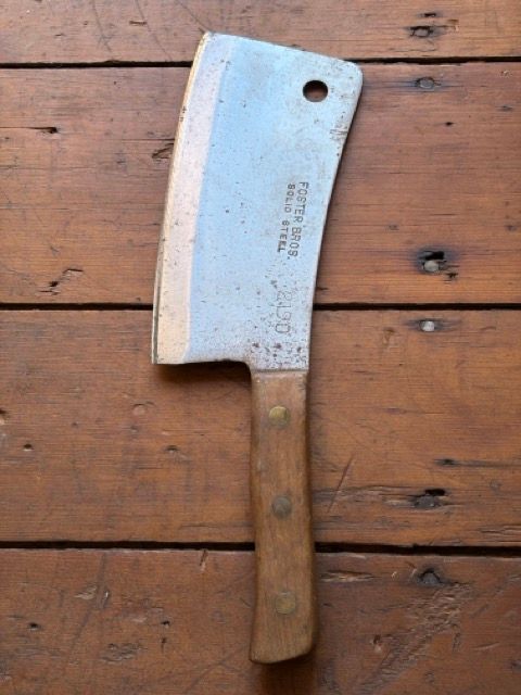 Vintage Foster Bros. No. 2190 Heavy Meat Cleaver – High-Carbon Ultra-Hard Steel (Tested 88–92 Rockwell)