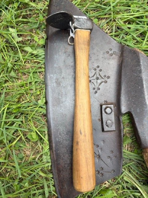 Antique Hand-Forged Iron Bowl-Scraping Gutter Adze | Artisanal Maker’s Mark Stamp
