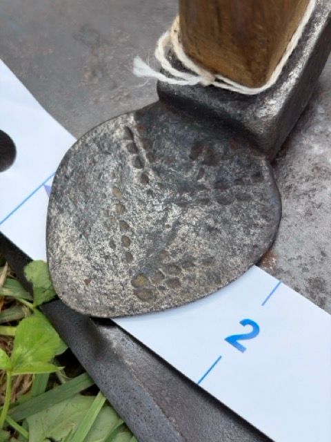 Antique Hand-Forged Iron Bowl-Scraping Gutter Adze | Artisanal Maker’s Mark Stamp