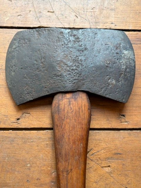 Antique Hand-Forged Early 1800s "Pancake" Double Bit Felling Axe | 30-Inch Heritage Hickory Handle