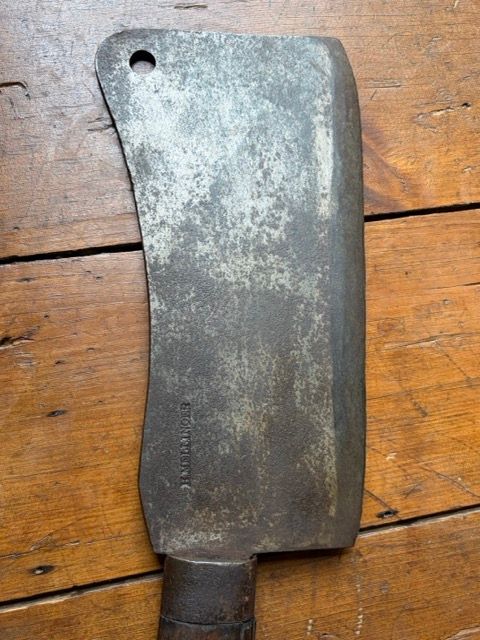 Antique H. Mellinger Forged Steel Hog Splitter – Rare 19th-Century Heavy Commercial Butcher Cleaver
