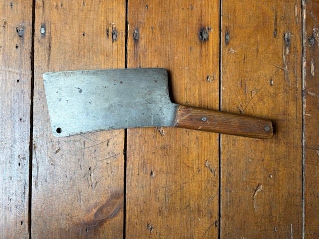 Vintage Foster Bros. No. 16 Meat Cleaver – Modified Stubby Blade with Tight Oak Handle